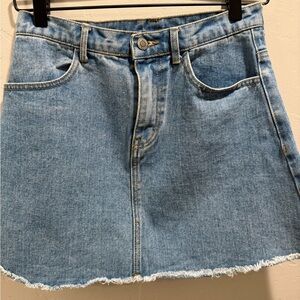 John Galt Denim Blue Women's Skirt size Medium Frayed Hem